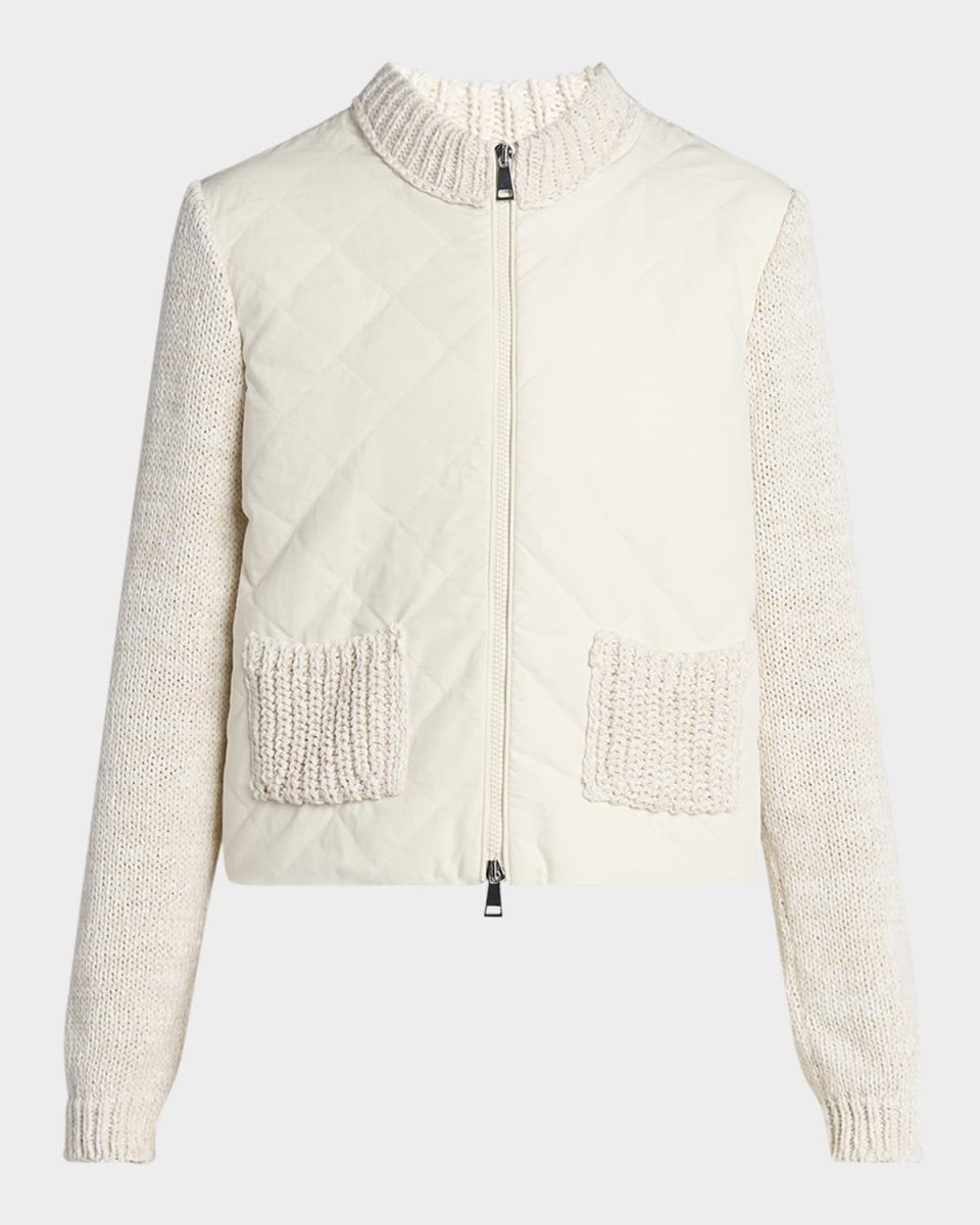Quilted Knit Zip Cardigan